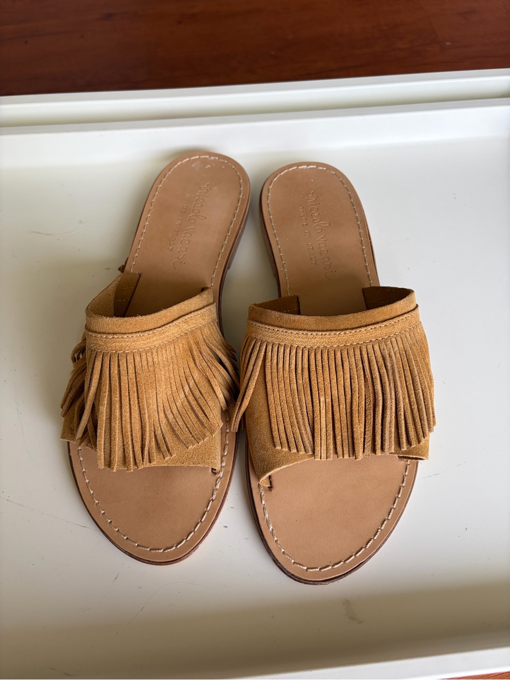 Suede Slide Mules in Tan - Women